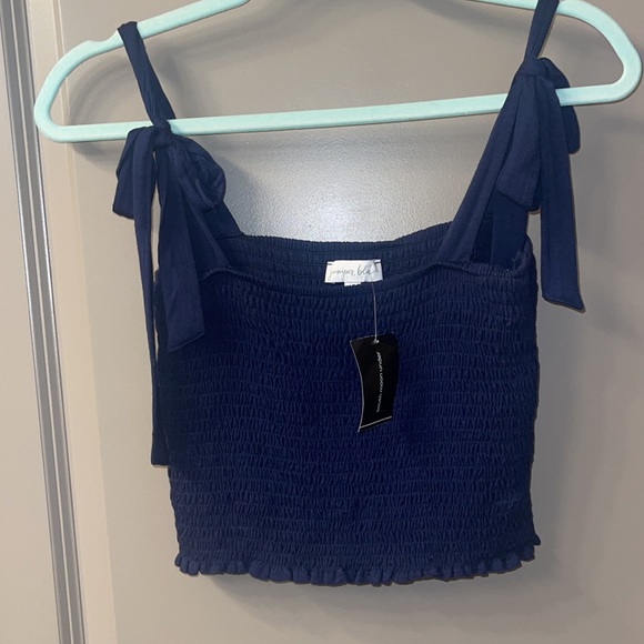 Navy tank top with tie strap - Picture 6 of 10